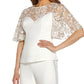 Adrianna Papell Blusa feminina bordada Illusion, branca, tamanho 4