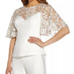 Adrianna Papell Blusa feminina bordada Illusion, branca, tamanho 14