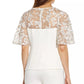 Adrianna Papell Blusa feminina bordada Illusion, branca, tamanho 14