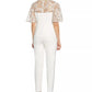 Adrianna Papell Blusa feminina bordada Illusion, branca, tamanho 14