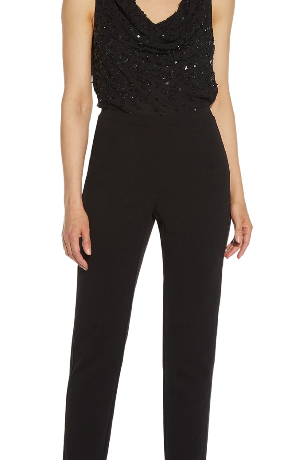 Calça de smoking feminina Adrianna Papell, justa, preta, tamanho 6