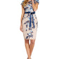 Vestido tubinho bordado feminino Adrianna Papell, azul, tamanho 14