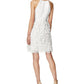 Vestido justo com acabamento em penas feminino Aidan By Aidan Mattox, branco, tamanho 0