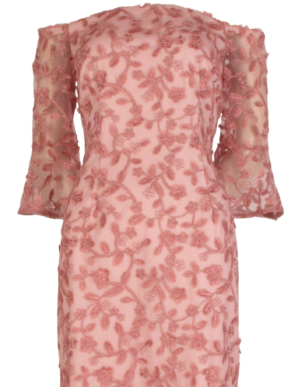 Vestido tubinho bordado ombro a ombro Adrianna Papell feminino rosa tamanho 4