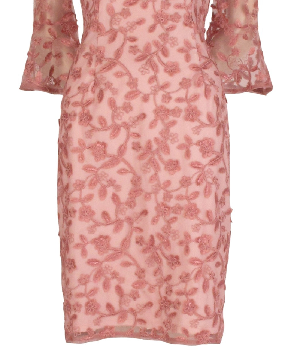 Vestido tubinho bordado ombro a ombro Adrianna Papell feminino rosa tamanho 4