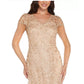 Vestido feminino metálico bordado Adrianna Papell, marrom, tamanho 0