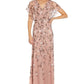 Vestido feminino Adrianna Papell com lantejoulas e contas, rosa, tamanho 6