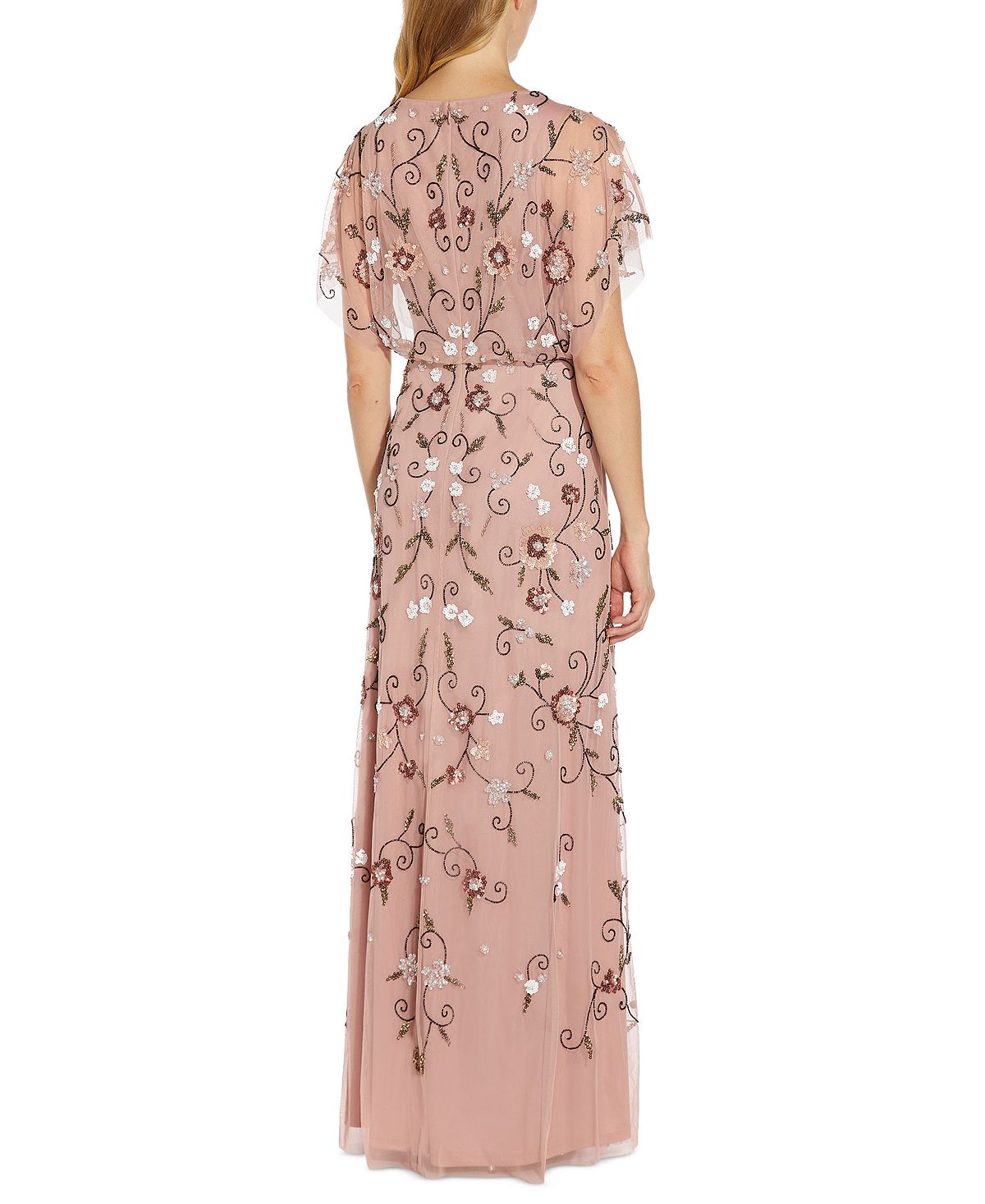 Vestido feminino Adrianna Papell com lantejoulas e contas, rosa, tamanho 6