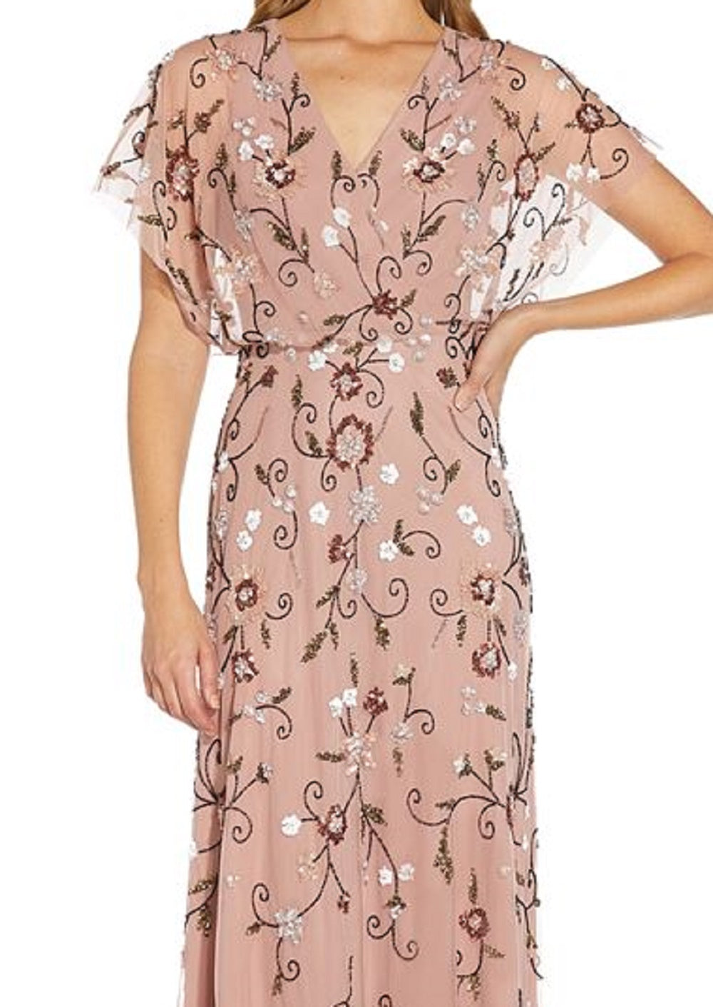 Vestido feminino Adrianna Papell com lantejoulas e contas, rosa, tamanho 6