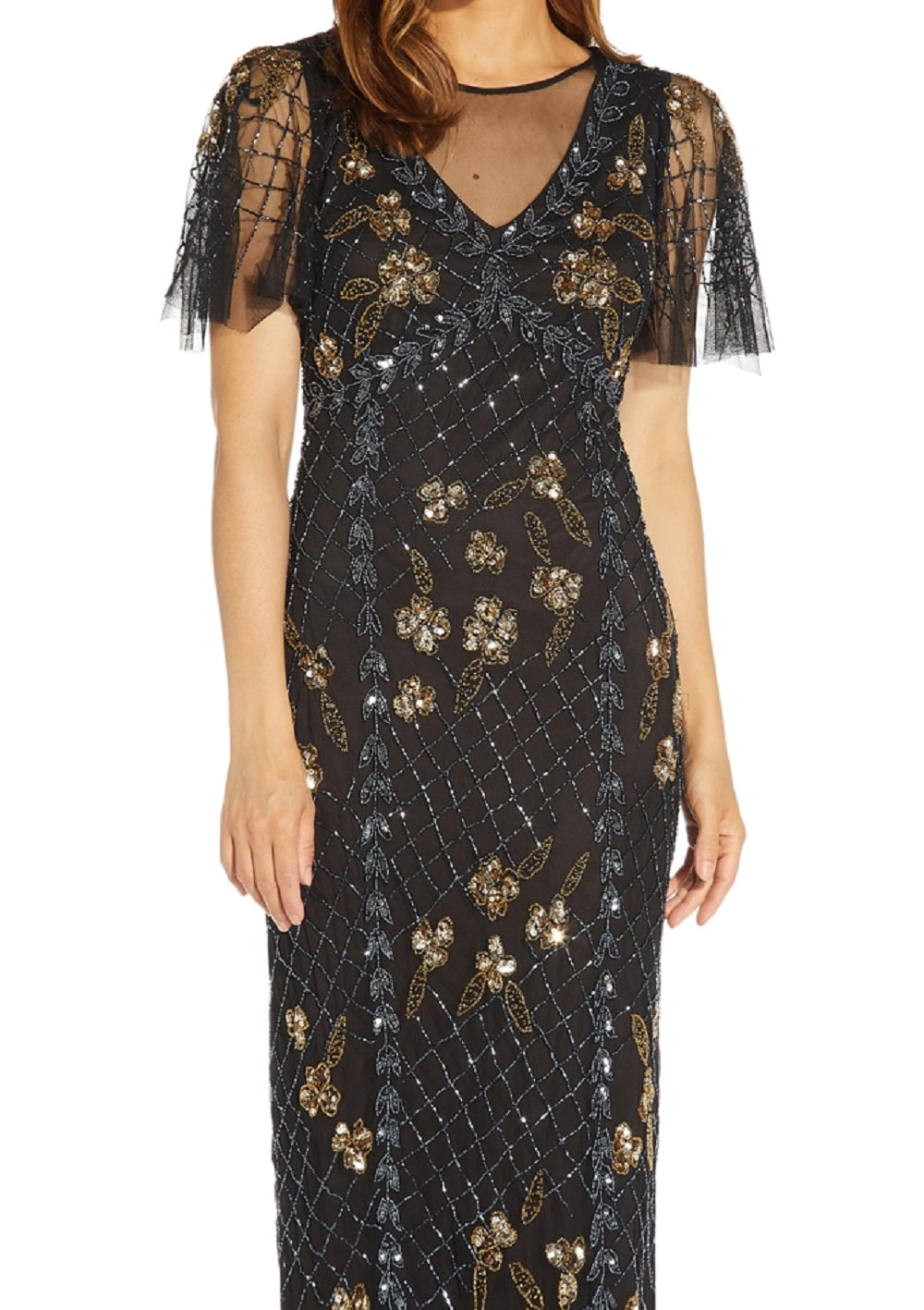 Vestido tubinho com detalhes Adrianna Papell feminino, preto, tamanho 10