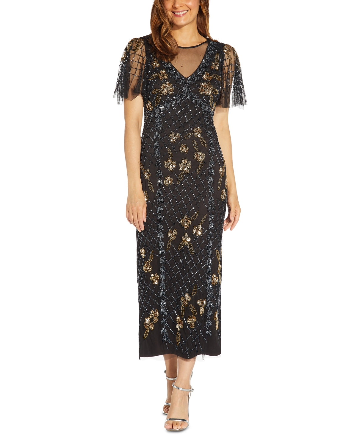 Vestido tubinho com detalhes Adrianna Papell feminino, preto, tamanho 10