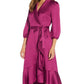Vestido feminino Adrianna Papell de cetim crepe falso, roxo, tamanho 4