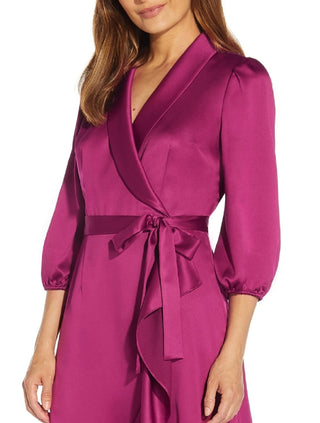 Adrianna Papell Women's Faux Wrap Crepe Satin Dress Purple Size 6