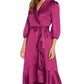Vestido feminino Adrianna Papell de cetim crepe falso, roxo, tamanho 6