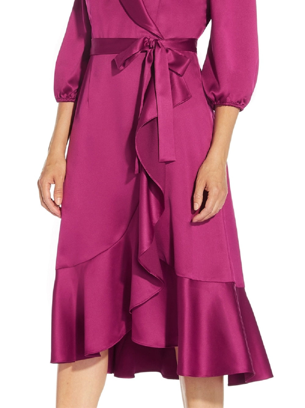 Vestido feminino Adrianna Papell de cetim crepe falso, rosa, tamanho 8