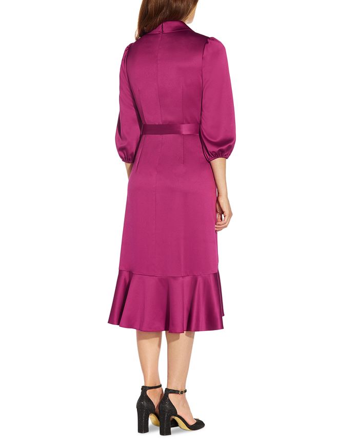 Vestido feminino Adrianna Papell de cetim crepe falso, roxo, tamanho 14