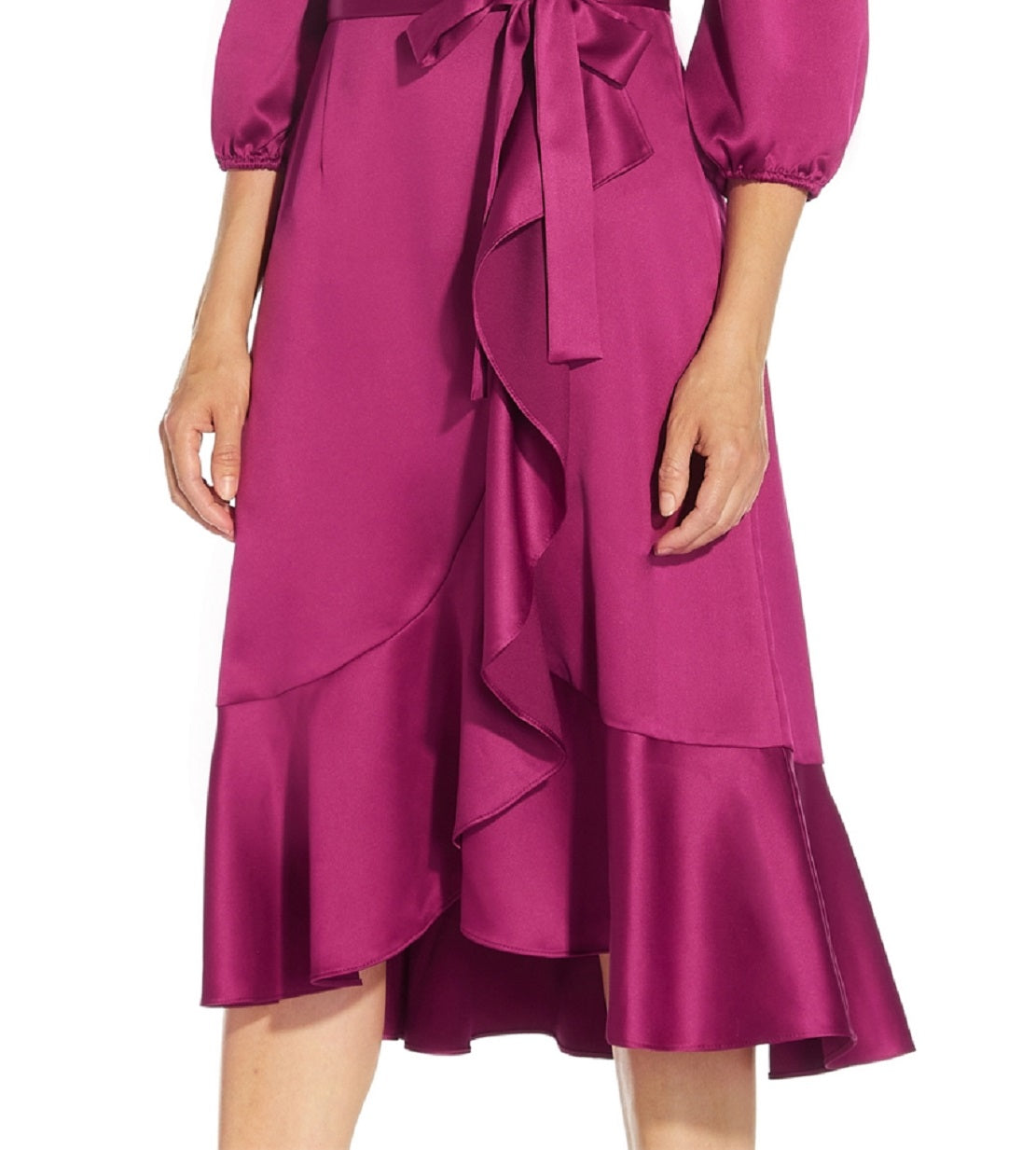 Vestido feminino Adrianna Papell de cetim crepe falso, rosa, tamanho 16