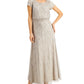 Vestido blusão feminino com detalhes embelezados, cinza, tamanho 4, da Papell Studio