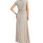 Vestido blusão feminino com detalhes embelezados, cinza, tamanho 4, da Papell Studio