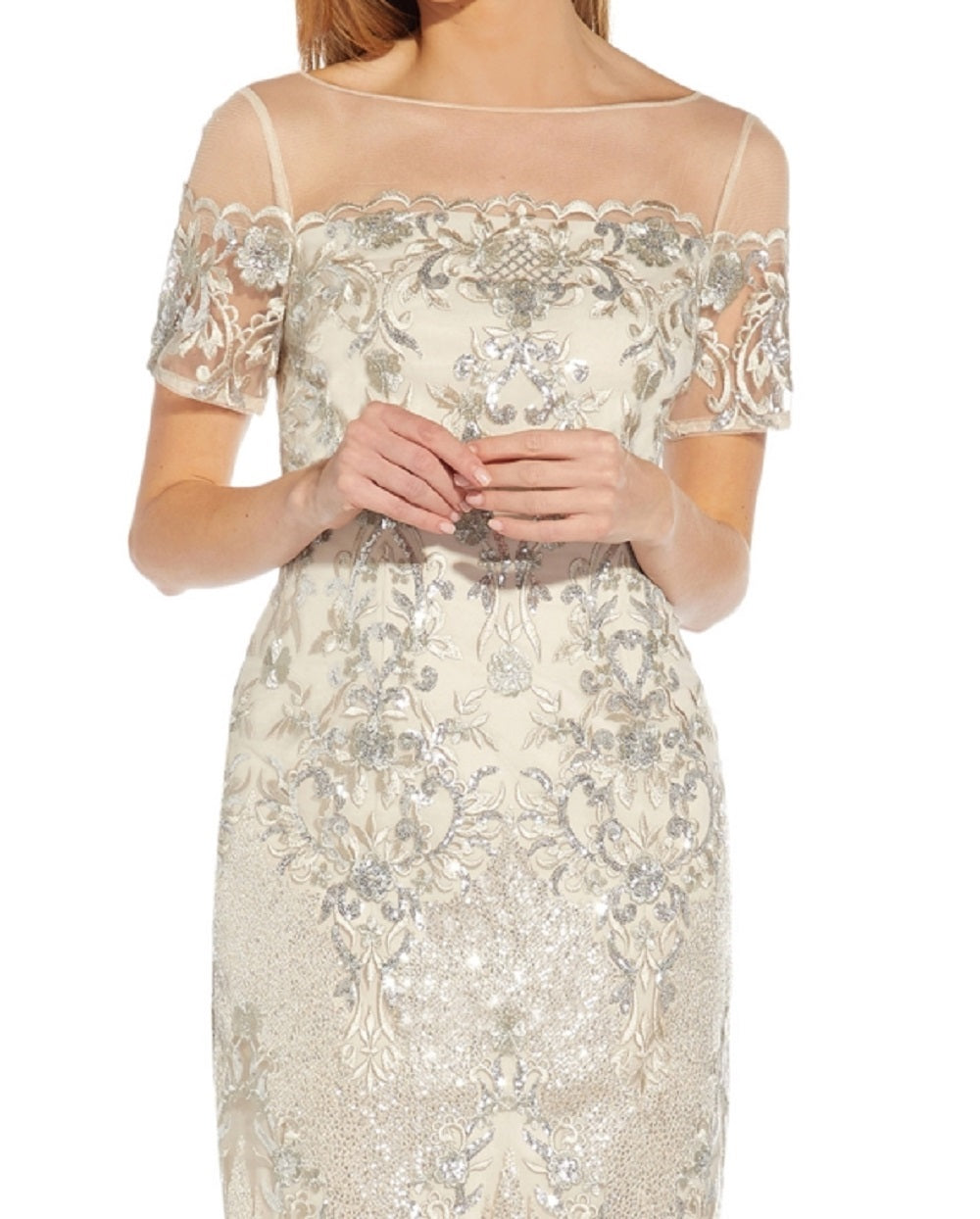 Vestido tubinho com detalhes Adrianna Papell feminino, marrom, tamanho 10