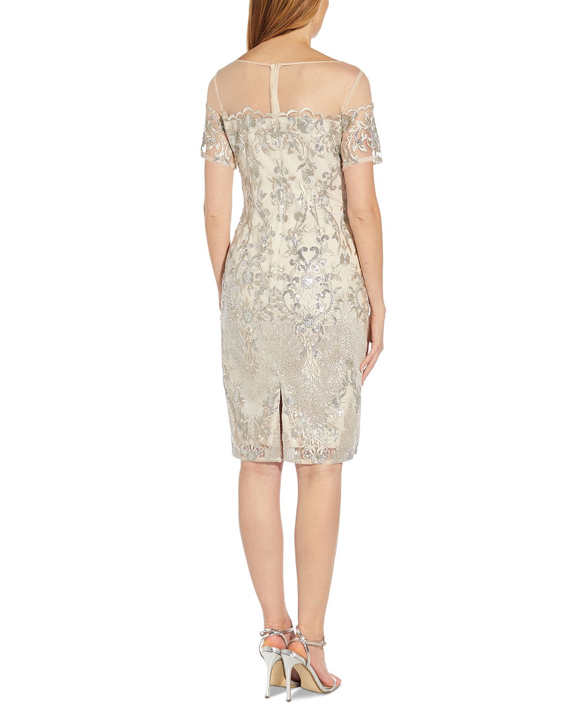 Vestido tubinho com detalhes Adrianna Papell feminino, marrom, tamanho 16