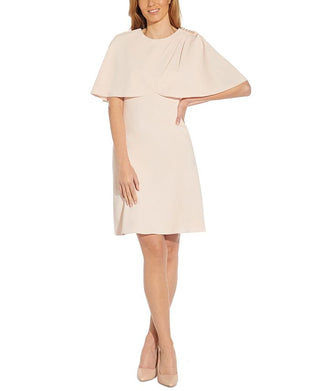 Adrianna Papell Women's Divine Crepe Capelet Dress Pink Size 16