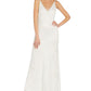 Vestido feminino Adrianna Papell com decote em V e detalhes em branco, tamanho 0