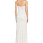 Vestido feminino Adrianna Papell com decote em V e detalhes em branco, tamanho 0