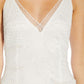 Vestido feminino Adrianna Papell com decote em V e detalhes em branco, tamanho 0