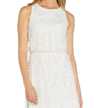 Adrianna Papell Women's Beaded Blouson Dress White Size 6