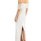 Vestido feminino Adrianna Papell com decote profundo e contas, branco, tamanho 10