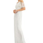 Vestido feminino Adrianna Papell com decote profundo e contas, branco, tamanho 10