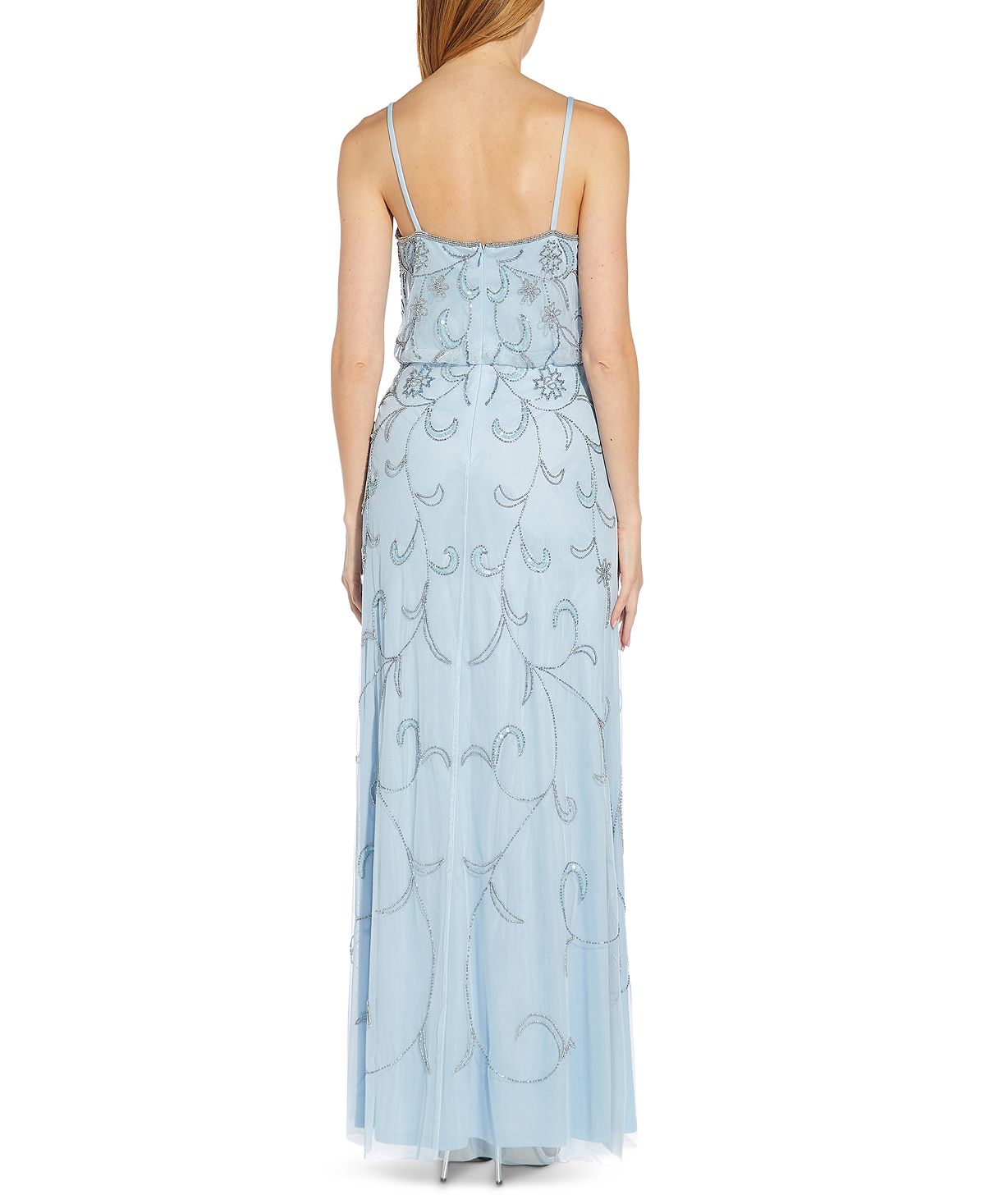 Vestido Blusão Feminino Adrianna Papell Azul Embelezado Tamanho 10