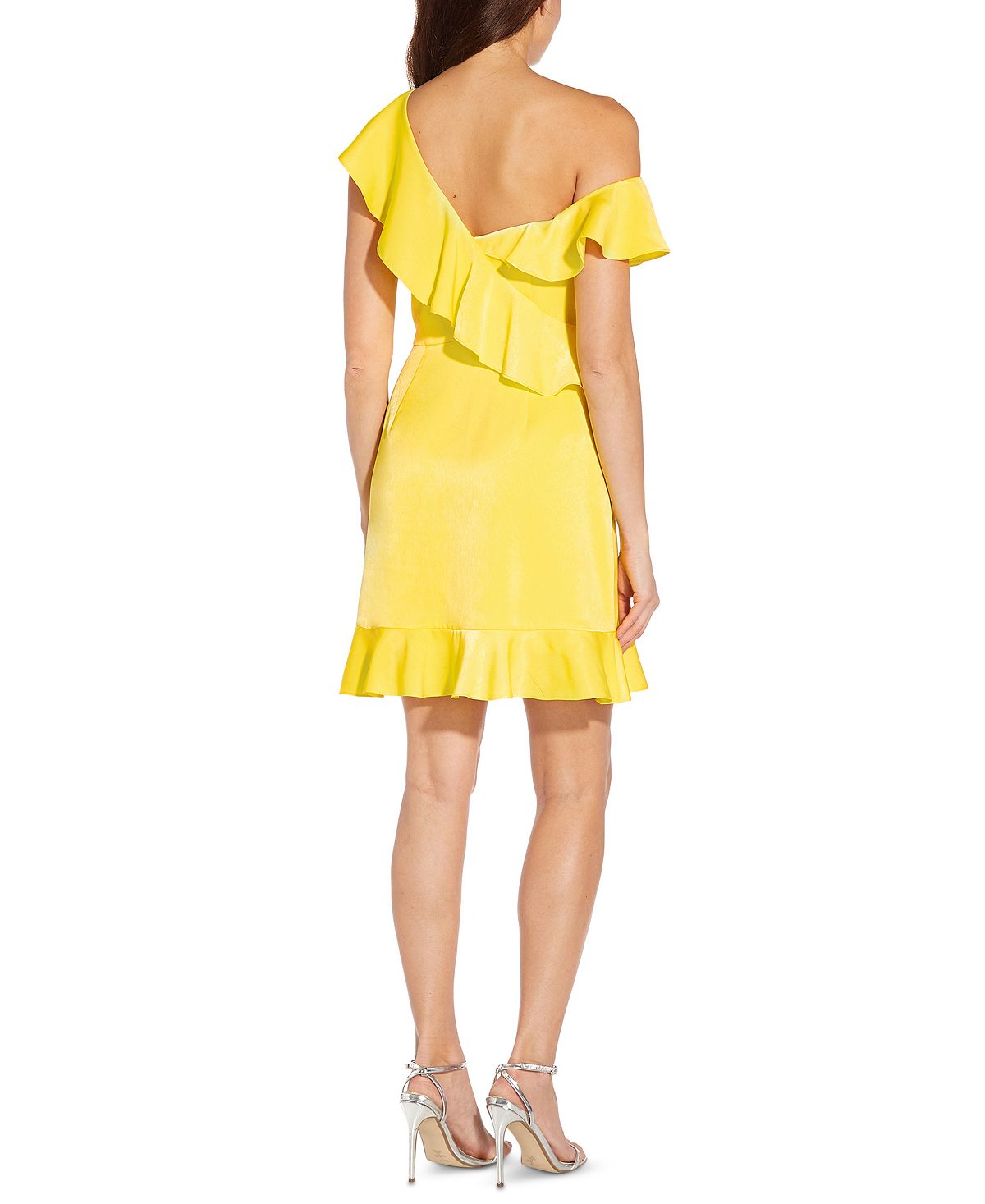Vestido de coquetel feminino com babados Aidan By Aidan Mattox, amarelo, tamanho 8