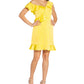 Vestido de coquetel com babados feminino Aidan by Aidan Mattox, amarelo, tamanho 18