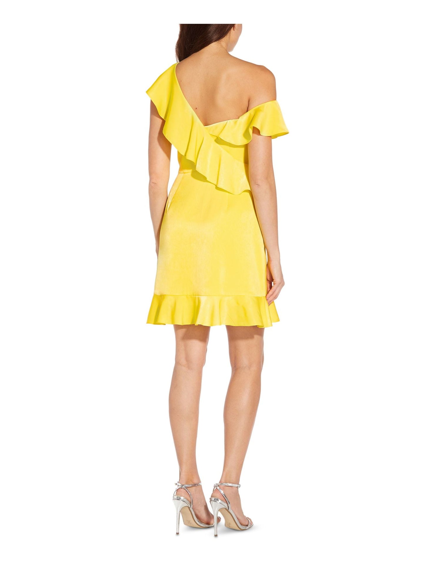 Vestido de coquetel com babados feminino Aidan by Aidan Mattox, amarelo, tamanho 18