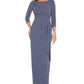 Vestido feminino Adrianna Papell com cintura franzida e acabamento metálico, azul, tamanho 8