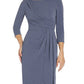 Vestido feminino Adrianna Papell com cintura franzida e acabamento metálico, azul, tamanho 8