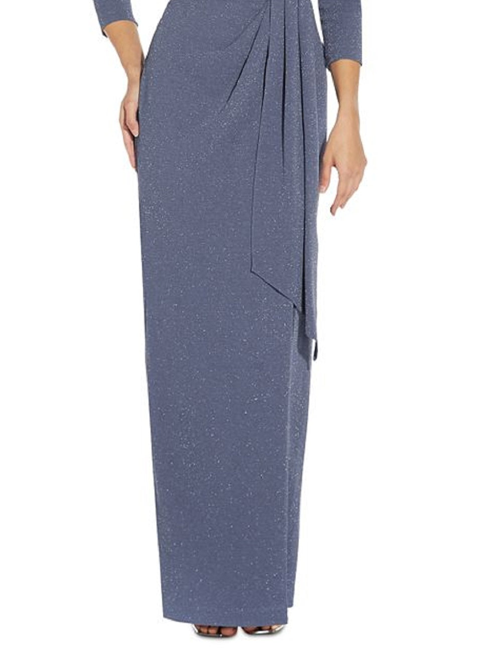 Vestido feminino Adrianna Papell com cintura franzida e acabamento metálico, azul, tamanho 8