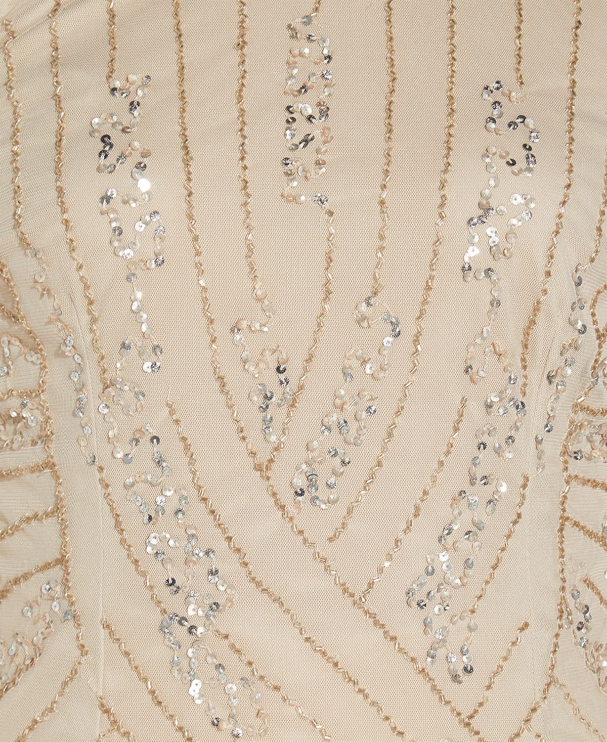 Adrianna Papell Blusa feminina com miçangas e ombro de fora, bege, tamanho 16