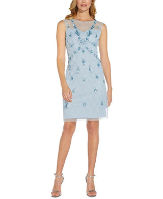 Vestido justo feminino com contas Papell Studio azul tamanho 10M