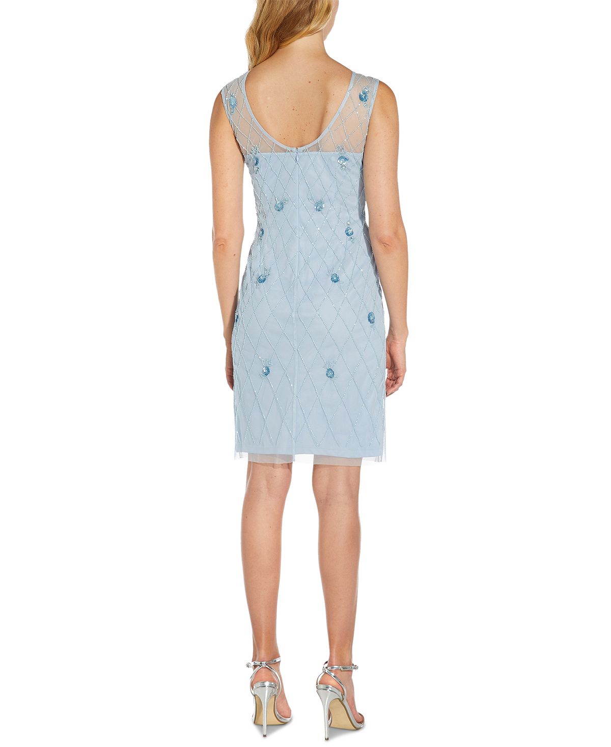 Vestido justo feminino com contas Papell Studio azul tamanho 10M