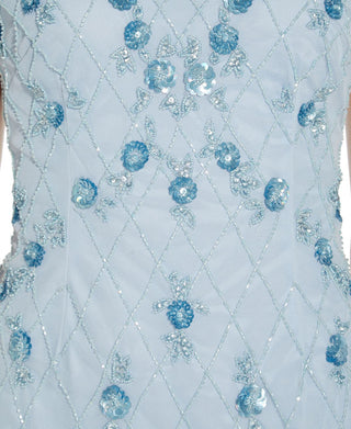 Vestido justo feminino com contas Papell Studio azul tamanho 10M