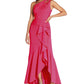 Vestido feminino Adrianna Papell com um ombro só e babados, rosa, tamanho 4