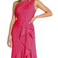 Vestido feminino Adrianna Papell com um ombro só e babados, rosa, tamanho 4