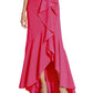 Vestido feminino Adrianna Papell com um ombro só e babados, rosa, tamanho 4