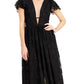 Vestido feminino Aidan By Aidan Mattox com decote profundo e mangas esvoaçantes, preto, tamanho 16