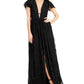 Vestido feminino Aidan By Aidan Mattox com decote profundo e mangas esvoaçantes, preto, tamanho 16