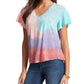 Jessica Simpson Blusa Feminina Tie Dye Manga Flutter Gola V Branca Tamanho P