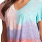 Jessica Simpson Blusa Feminina Tie Dye Manga Flutter Gola V Branca Tamanho P